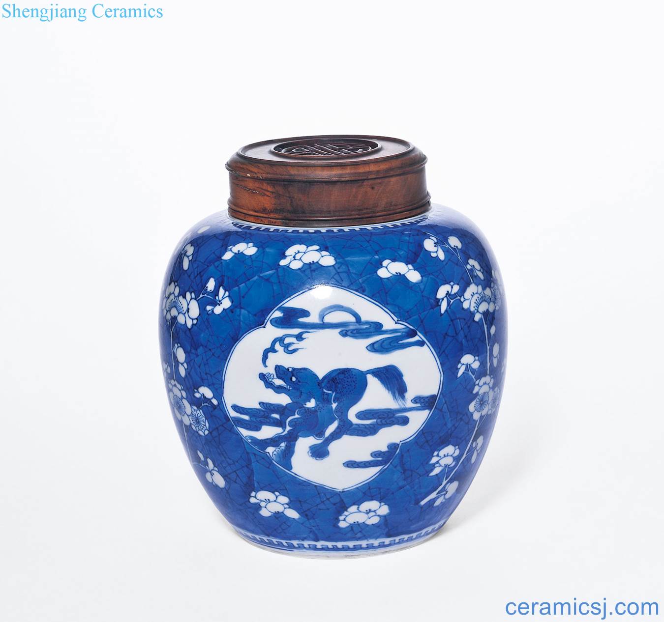 The qing emperor kangxi Blue ice plum medallion benevolent grain tank