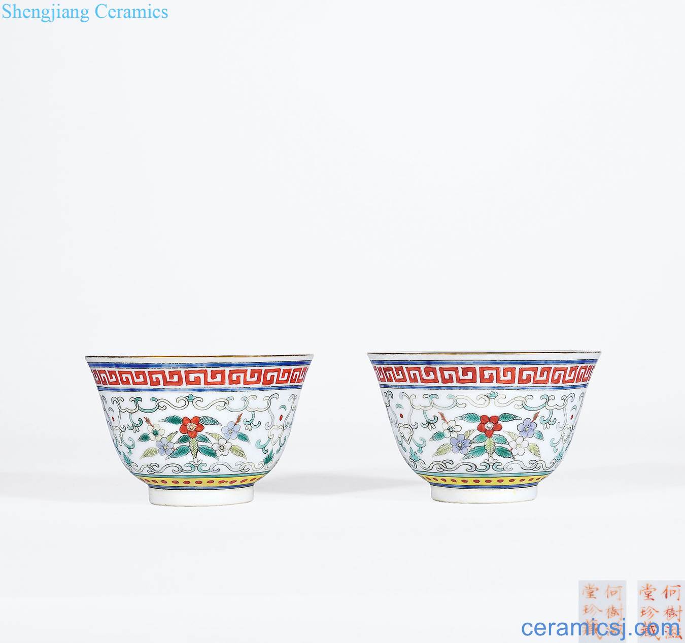 Late qing pastel flowers around branches grain bowl (a)
