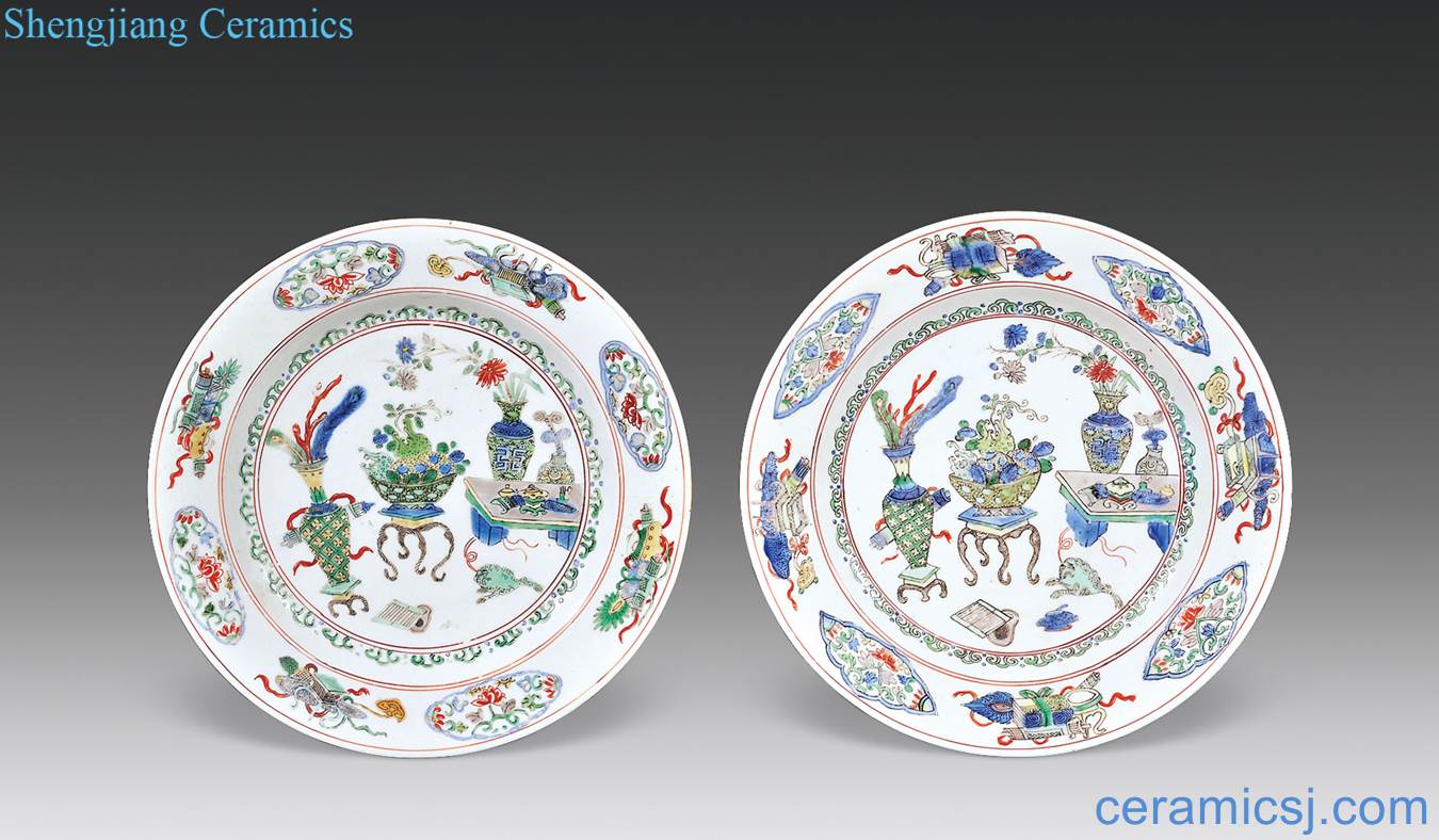 The qing emperor kangxi colorful rich ancient figure plate (a)