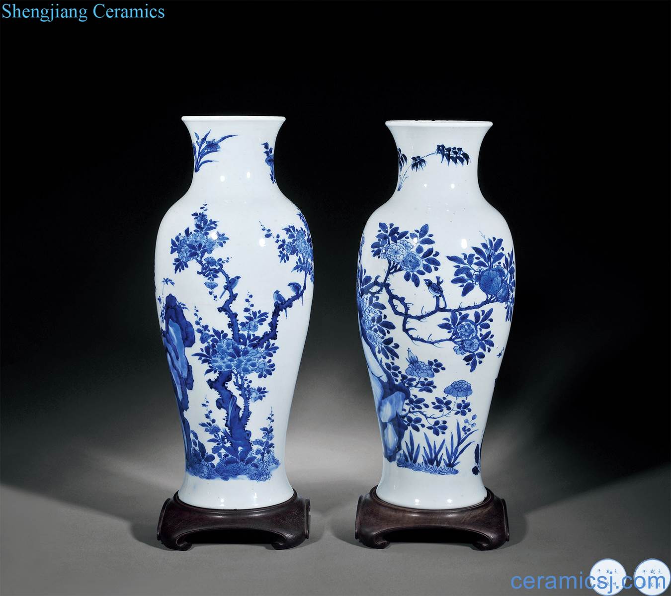 The qing emperor kangxi Blue and white flower on grain goddess of mercy bottle (a)