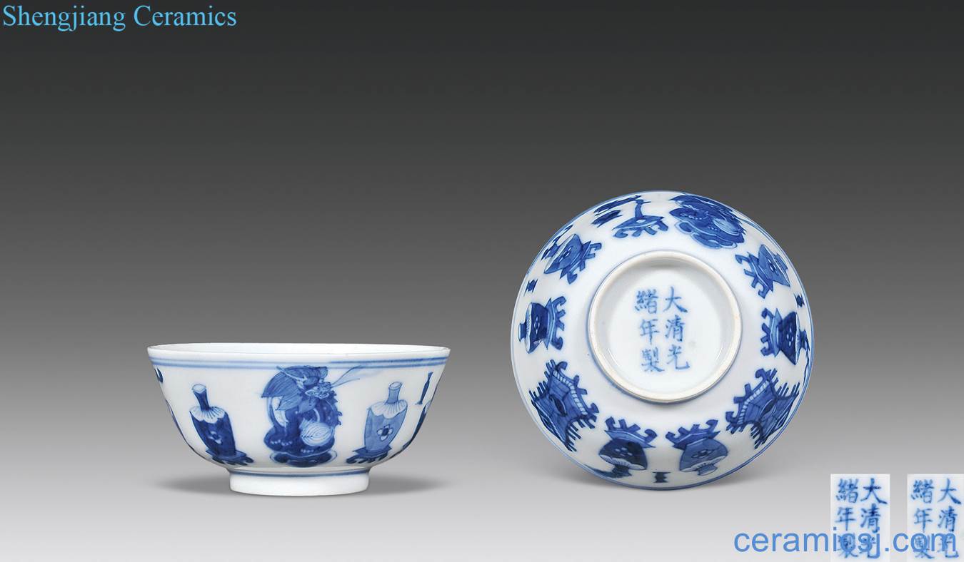 Qing guangxu Blue and white antique figure cup (a)