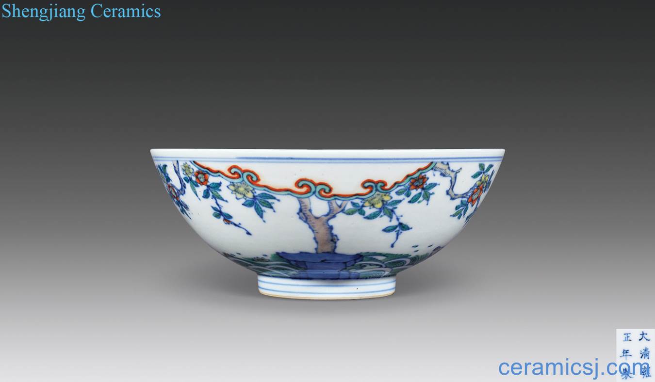 Qing yongzheng bucket color fukuyama ShouHai figure bowl out of the water