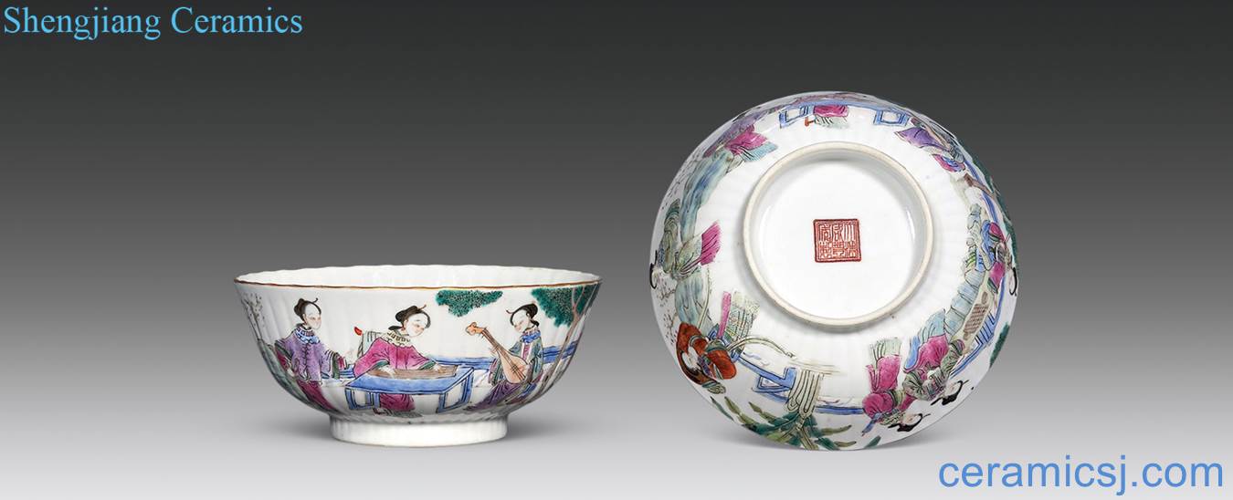 Qing xianfeng pastel had chrysanthemum petals bowl (a)