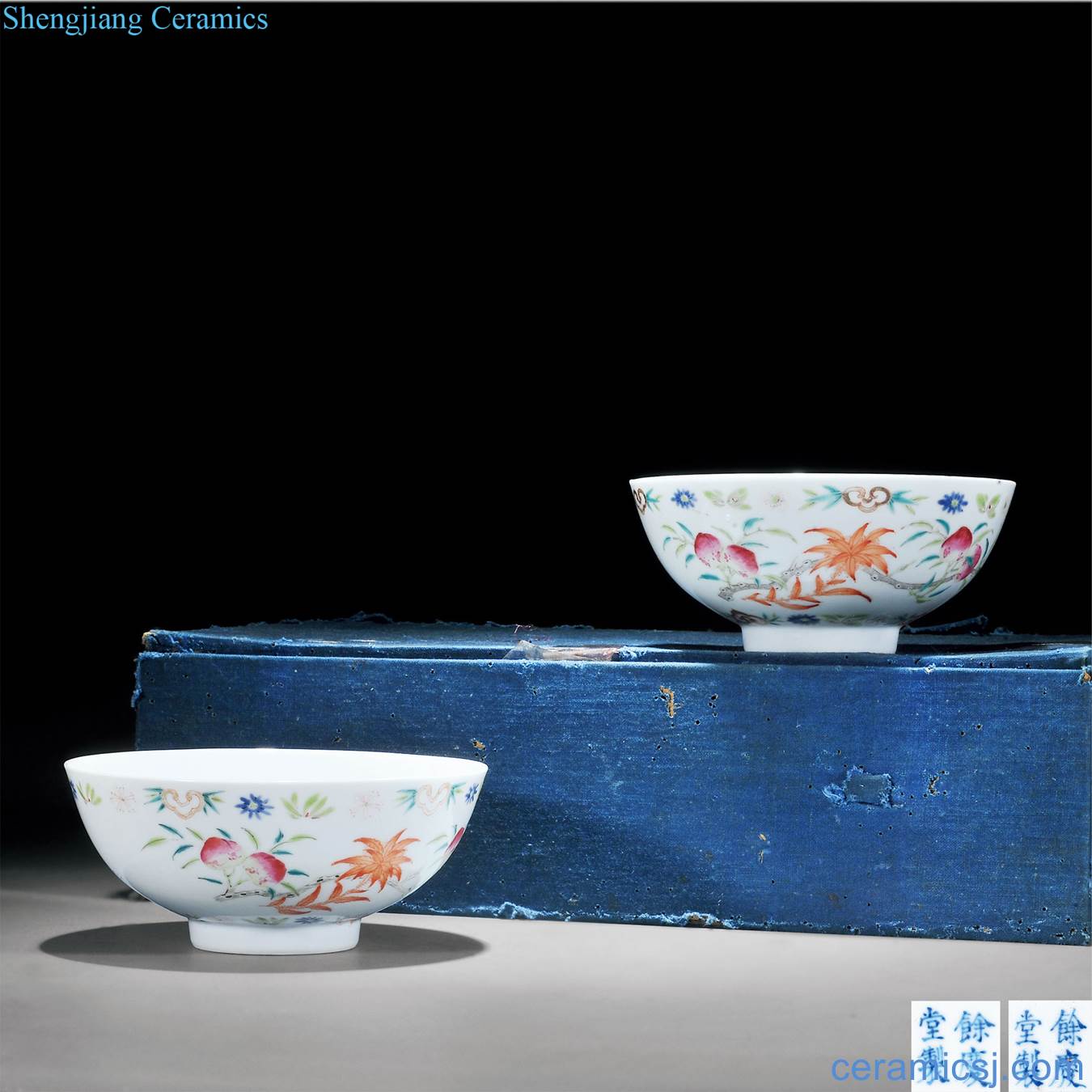 In late qing pastel peach green-splashed bowls (a)