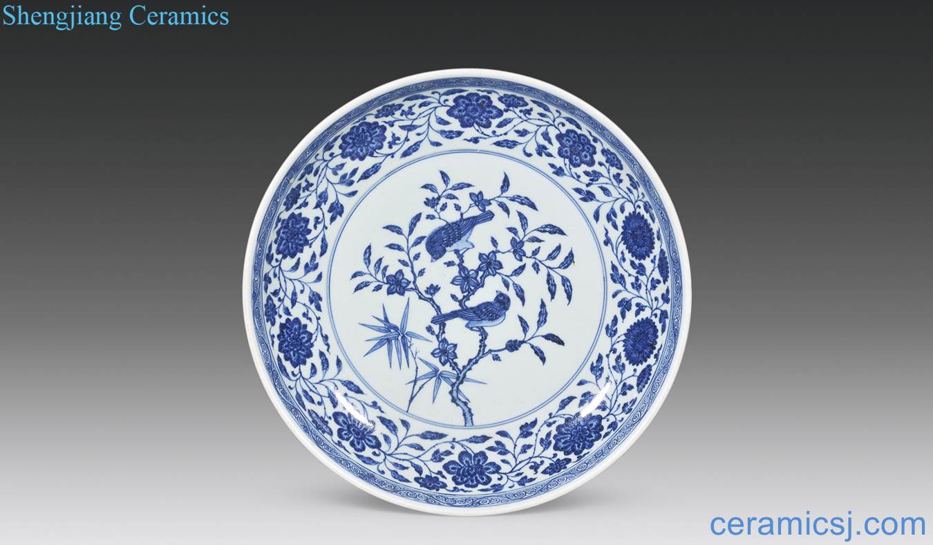 Qing qianlong Blue and white flower on the grain market