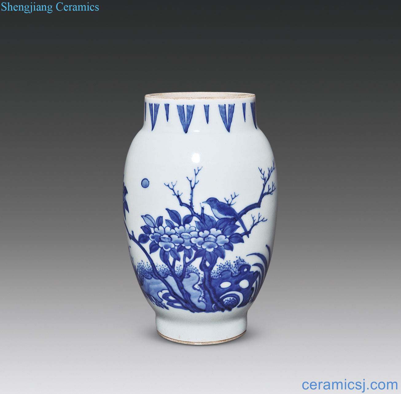 Ming chongzhen Blue and white flower on grain lotus seeds cans