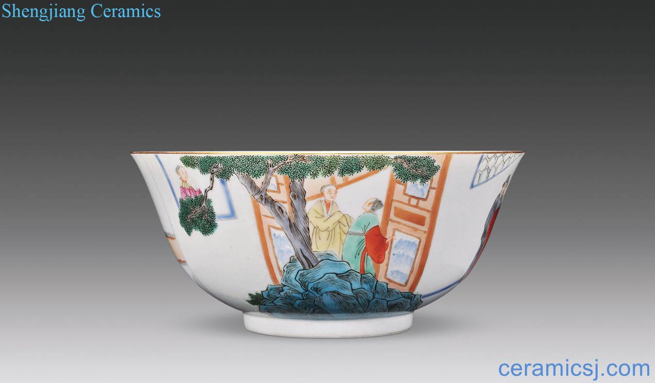 Mid qing pastel characters grain big bowl