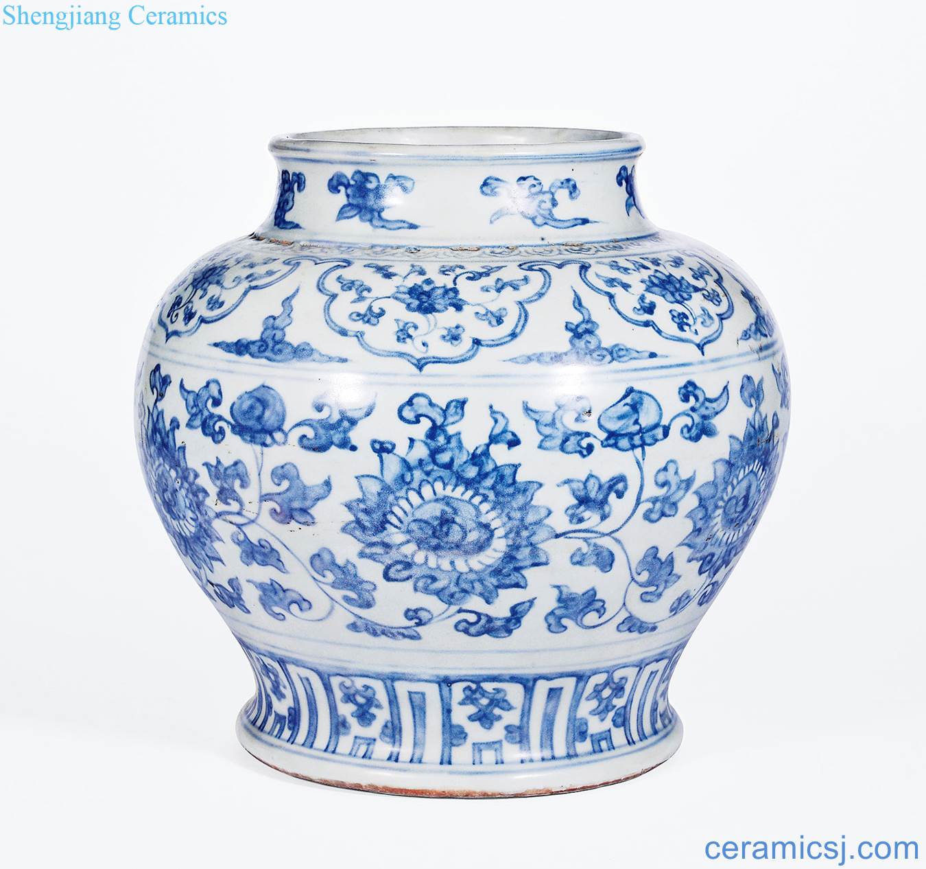 Ming dynasty Blue and white lotus flower grain big pot