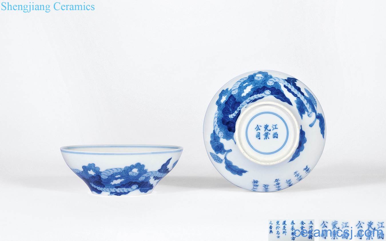 In late qing - blue and white eating into Chinese figure of the republic of China poetry or bowl of (a)