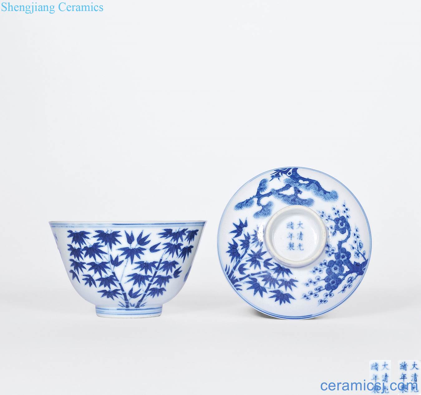 Qing guangxu Blue and white, poetic figure tureen