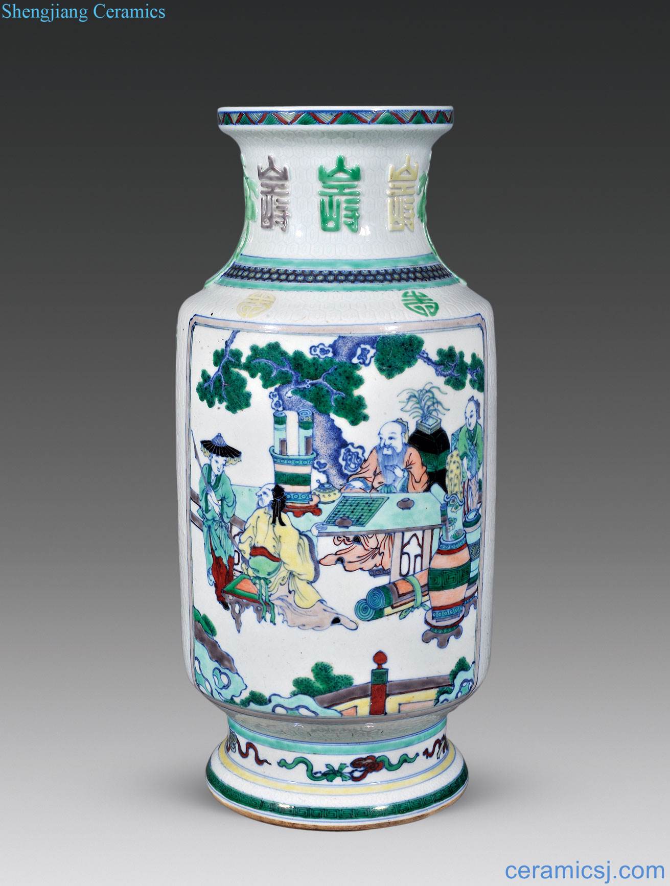 Qing grain bottle color bucket medallion characters