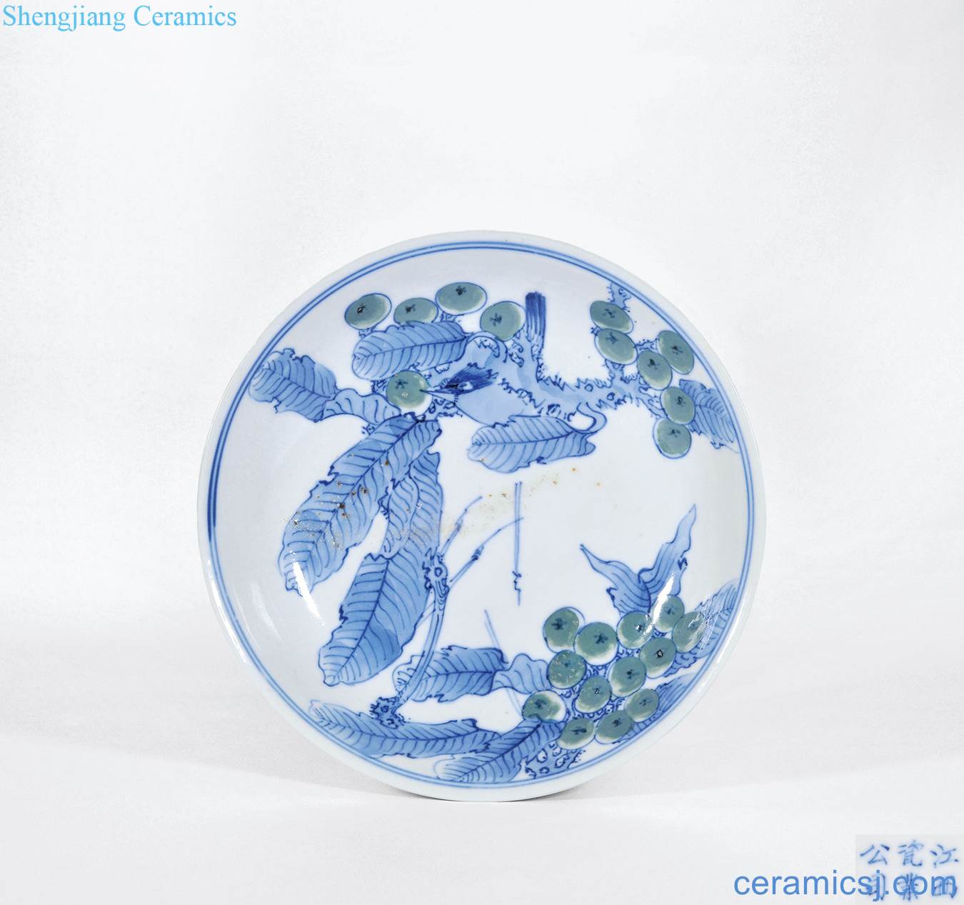 In late qing - blue and white figure youligong loquat with a plate