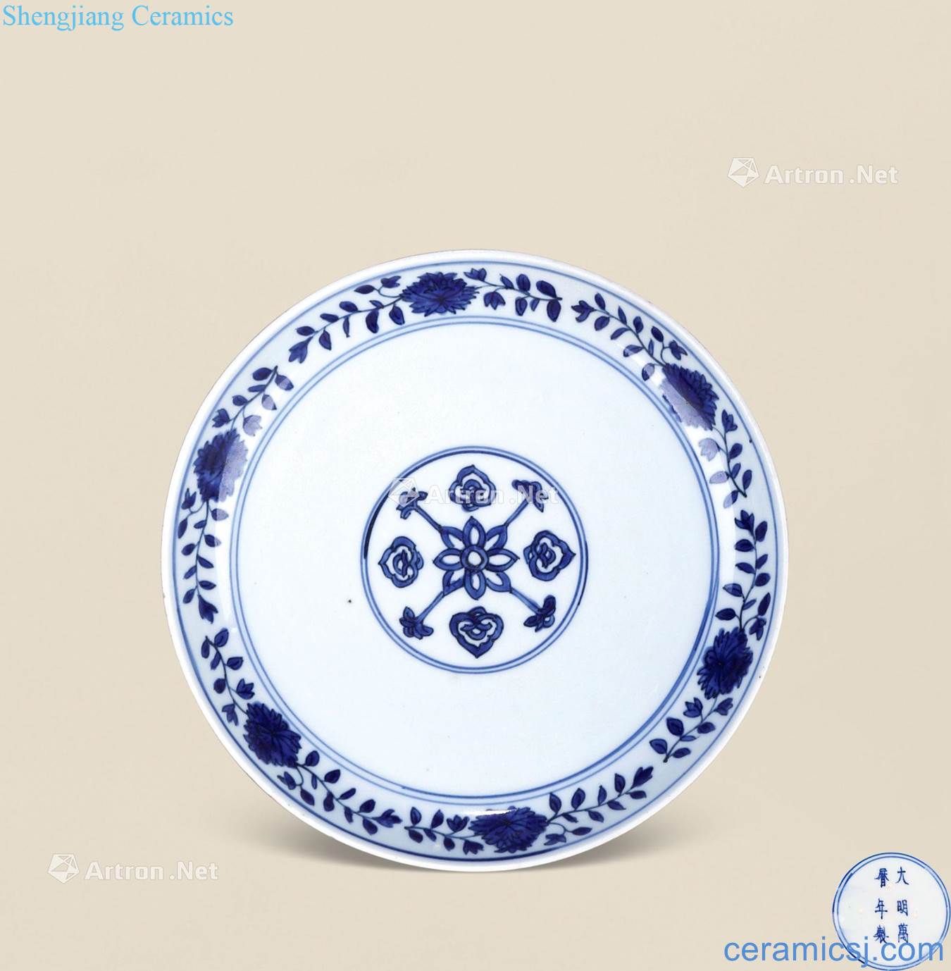 Ming wanli Blue cross flower disc