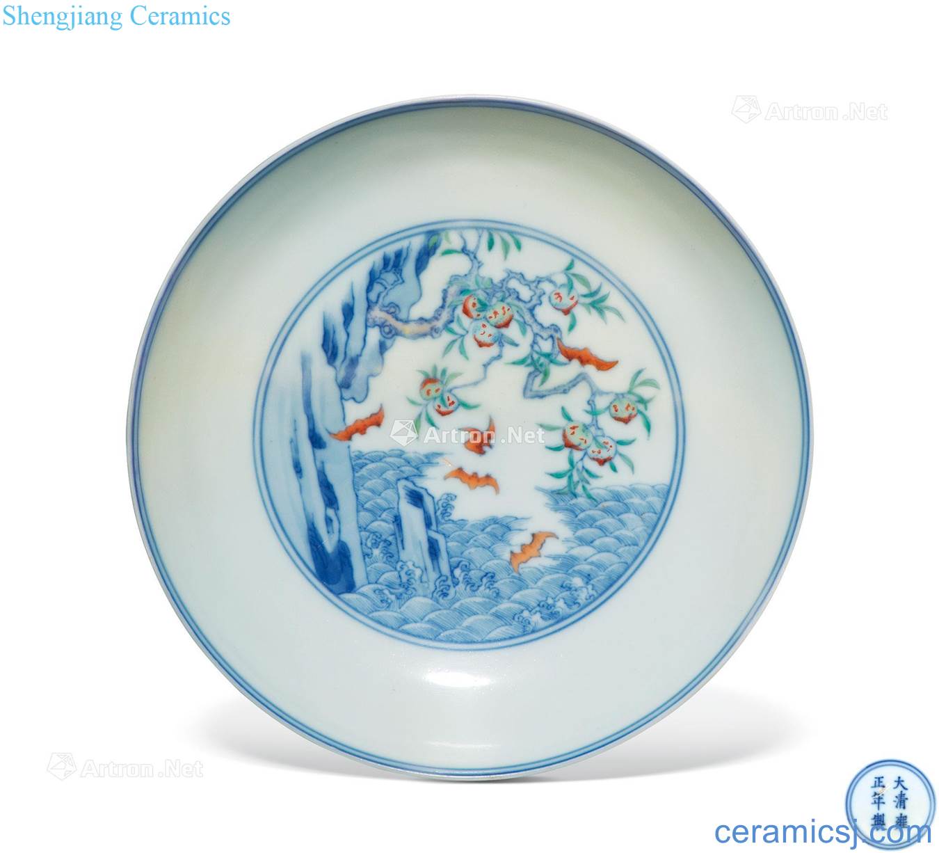 Qing yongzheng bucket color fukuyama longevity chart small dish
