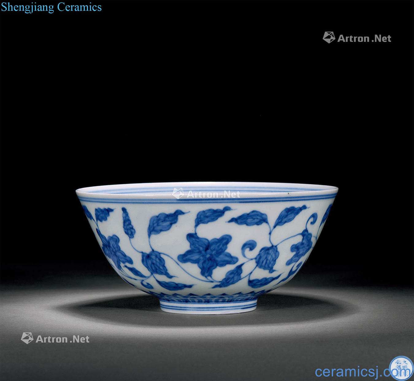 Blue and white gardenia flowers green-splashed bowls of the reign of emperor kangxi