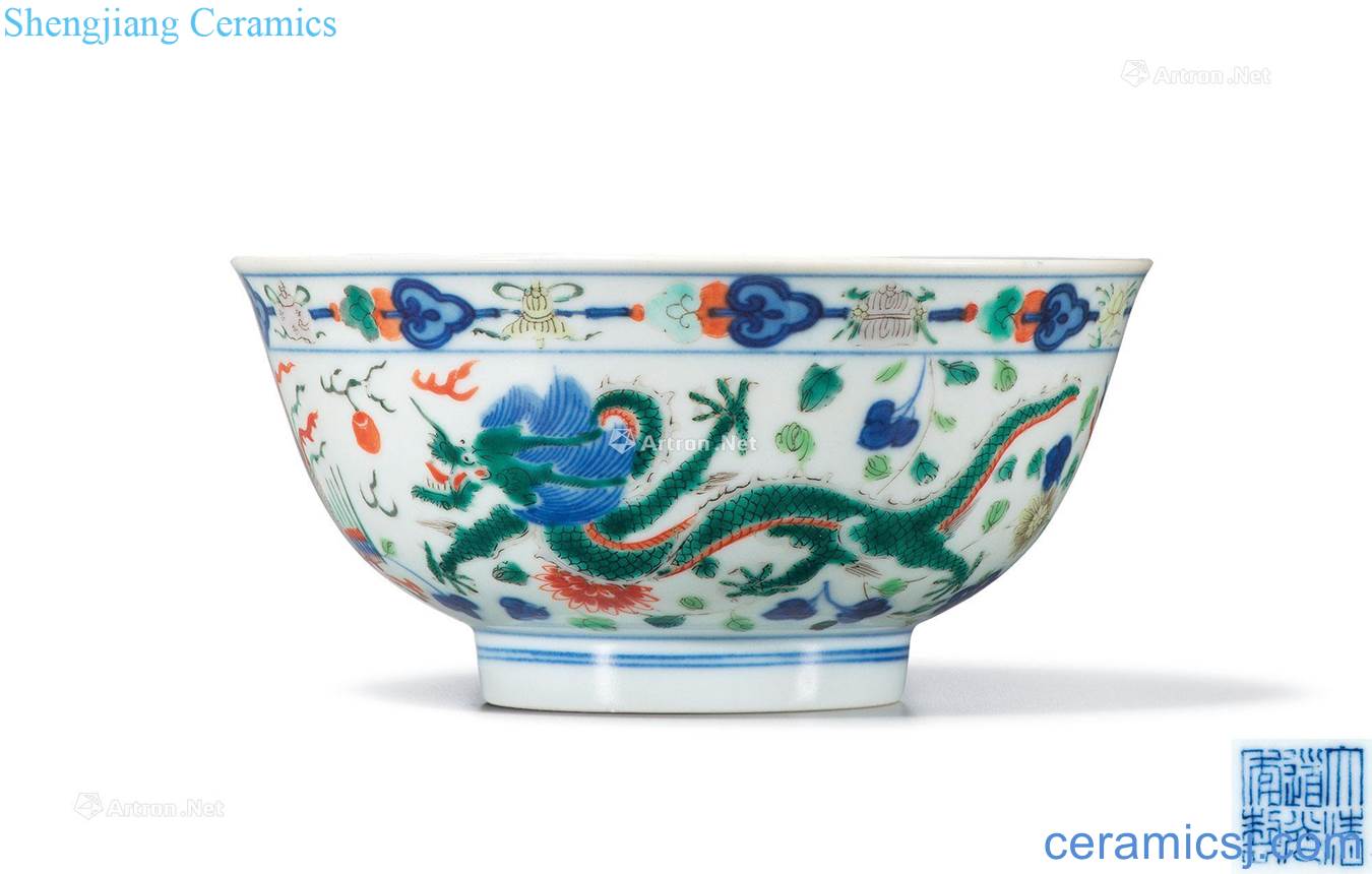 Qing daoguang Longfeng green-splashed bowls