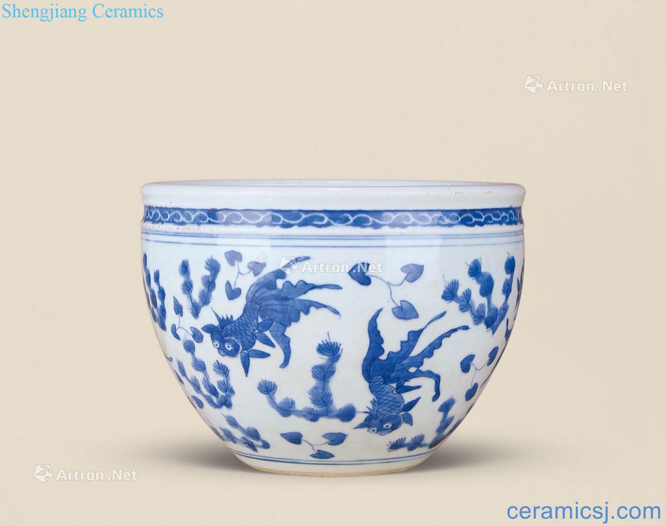 Qing daoguang Blue and white fish grain in cylinder