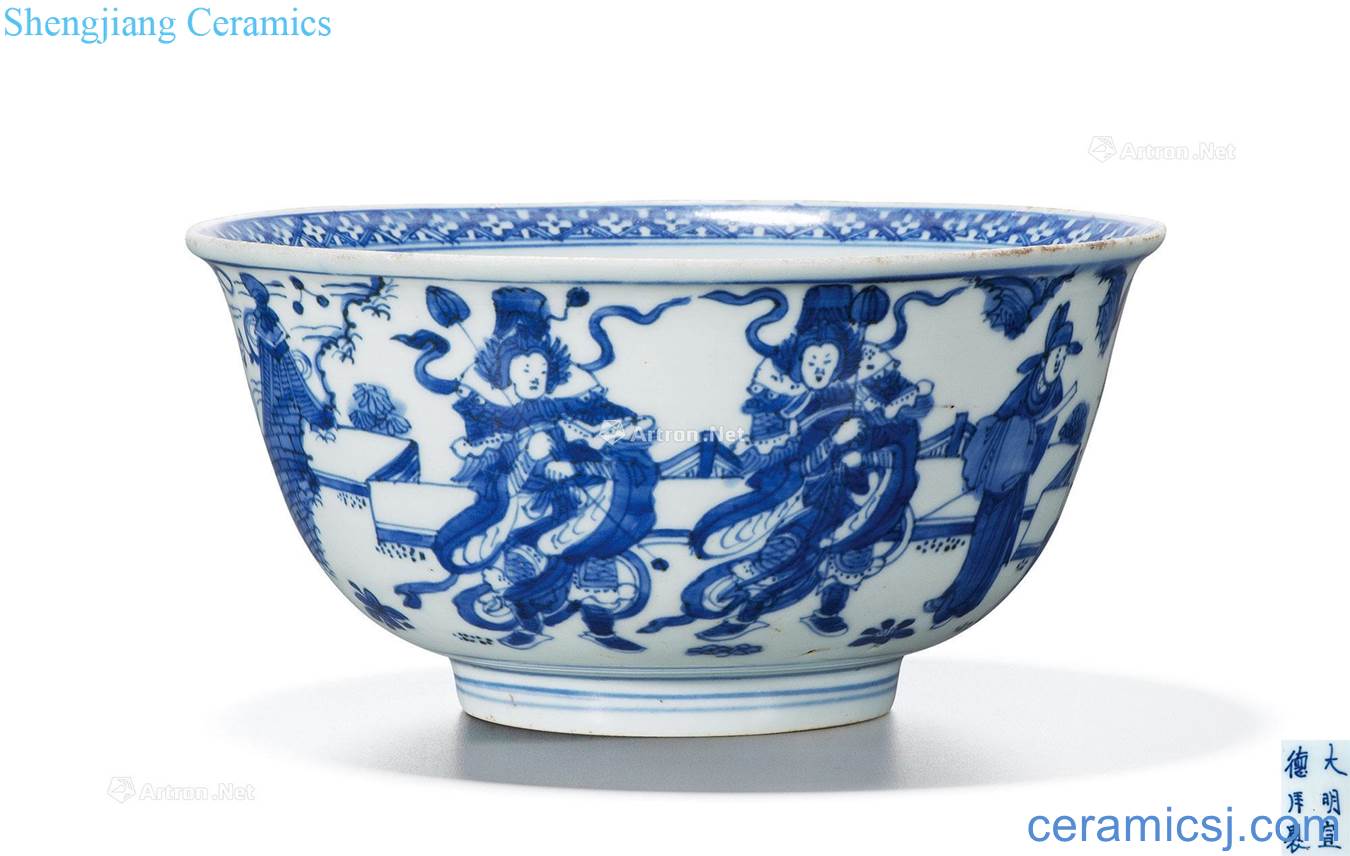 Ming wanli Blue and white figure bowl of kinmen to leak