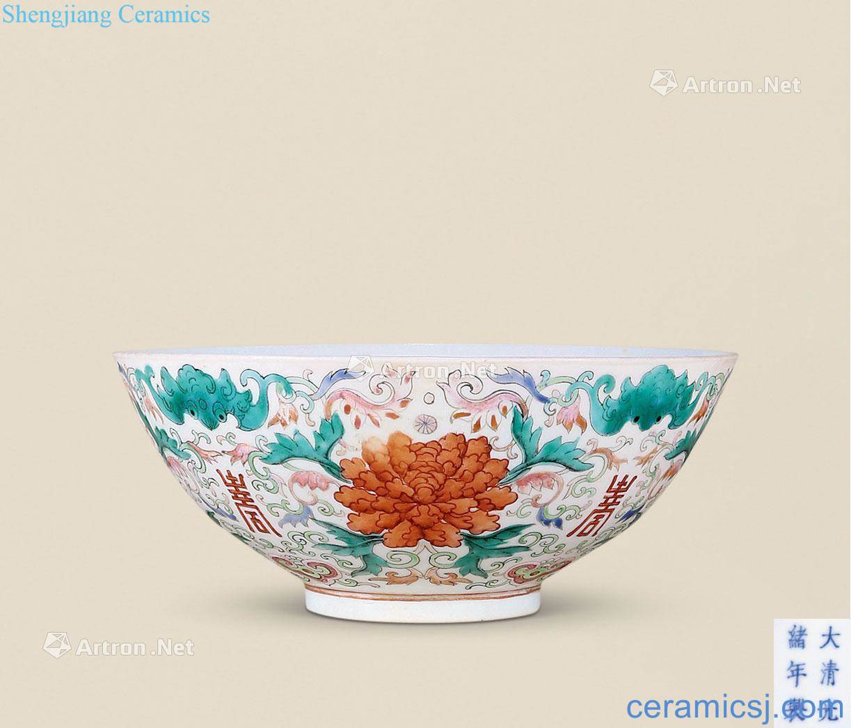 Qing guangxu pastel flowers blessing bowl