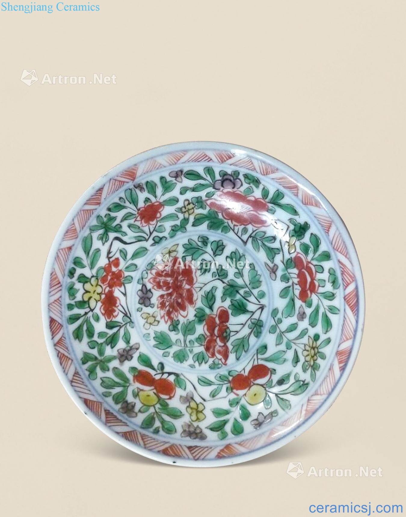 The qing emperor kangxi Colorful flowers small dish