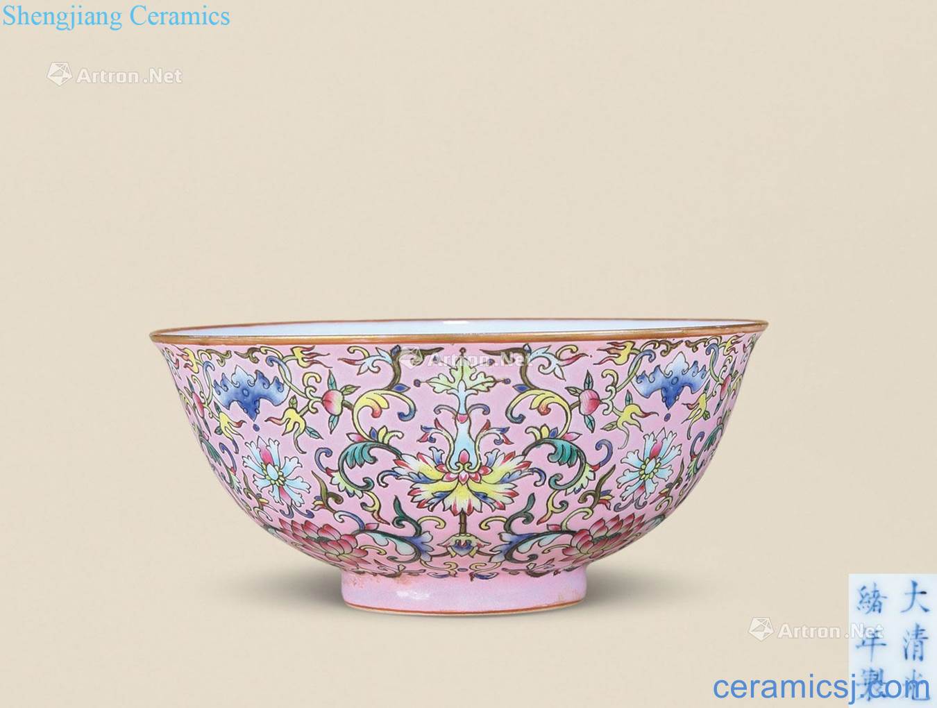 Pastel reign of qing emperor guangxu passionflower green-splashed bowls