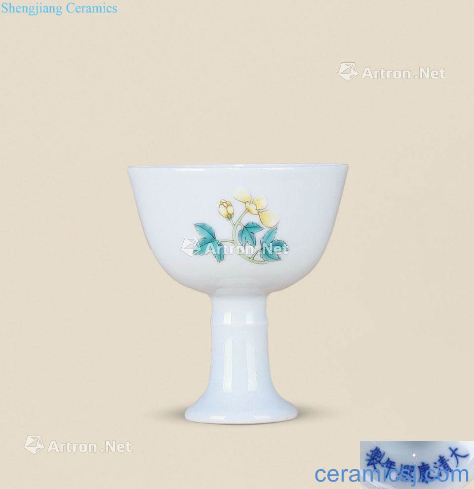 Clear pastel flowers grain footed cup