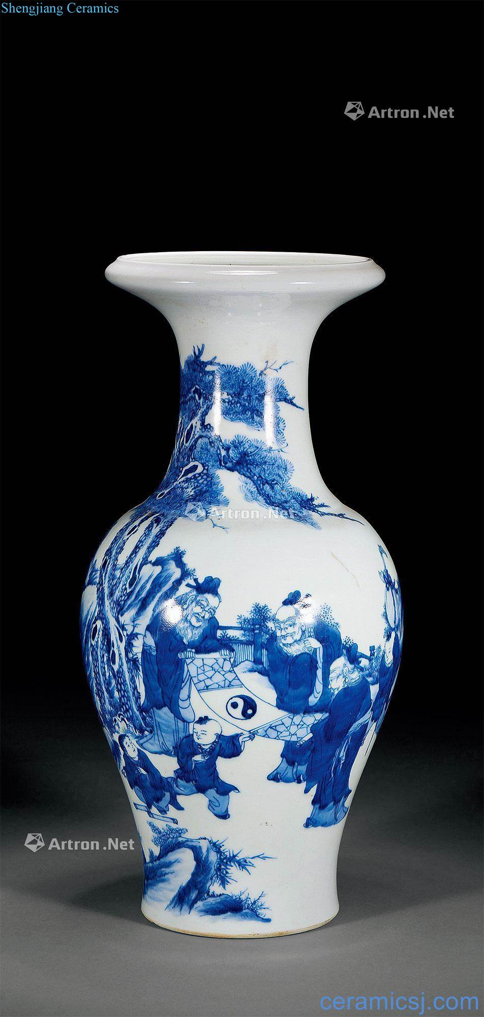 Qing dynasty blue-and-white five old bottles