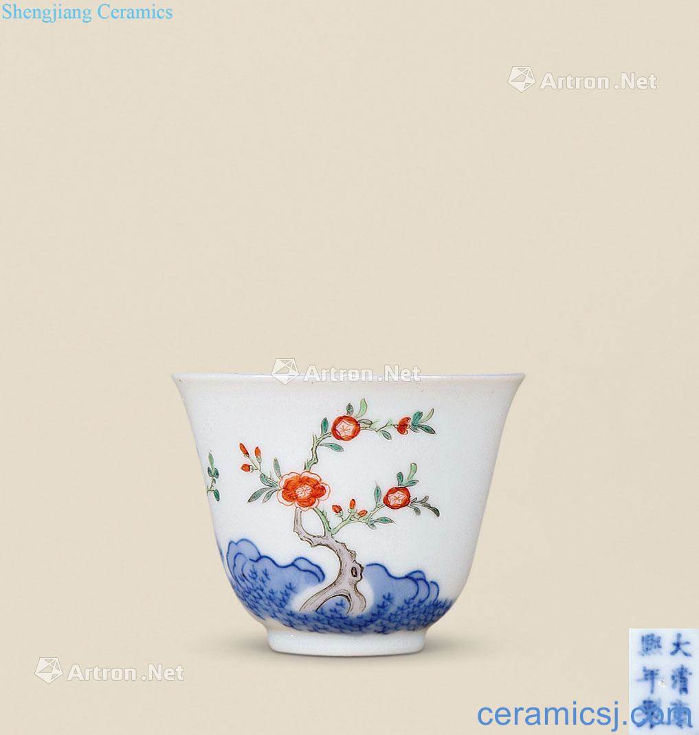 In late qing dynasty Colorful flora cup