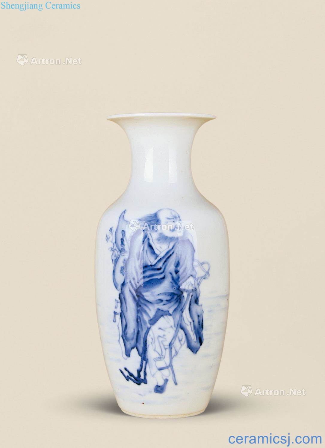 In late qing dynasty Blue and white iron turn li mouth bottle