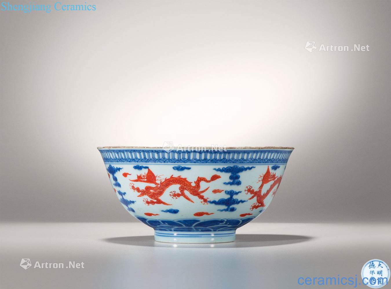 The qing emperor kangxi Blue sea alum red YunLongWen bowl