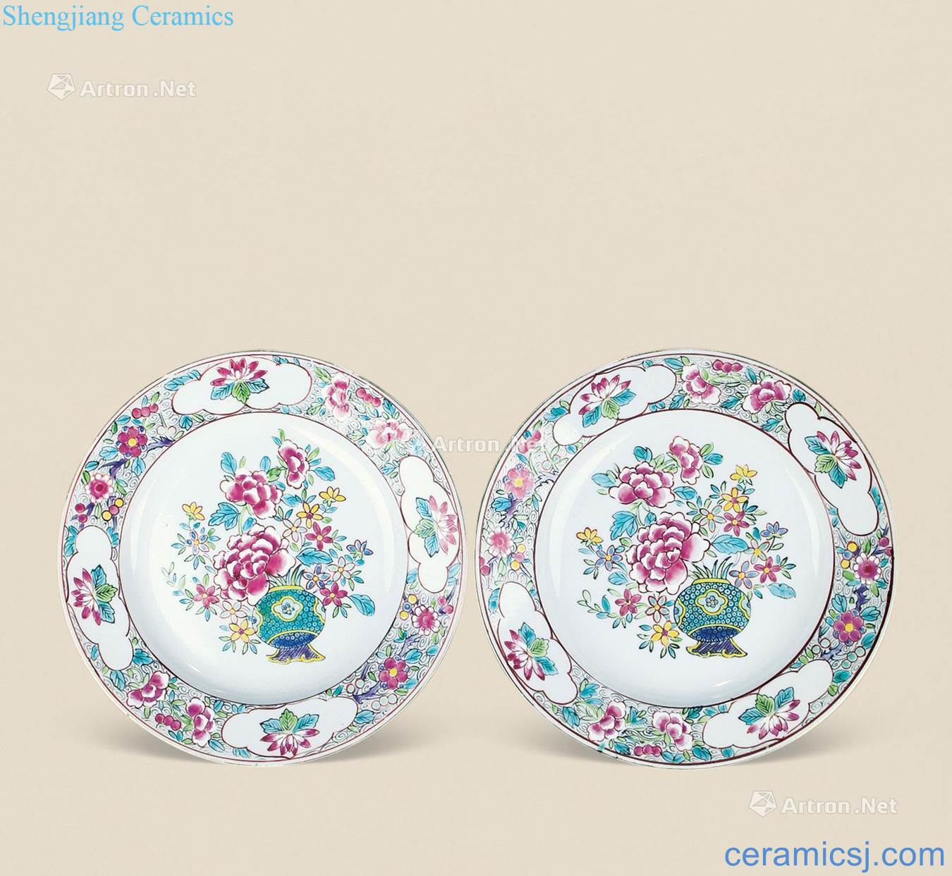 Qing yongzheng pastel flowers tray (a)