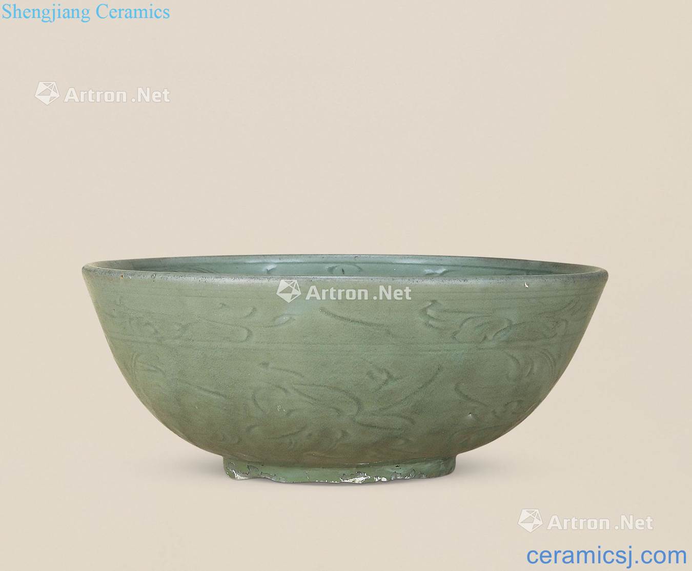 Ming Longquan celadon scratching large bowl