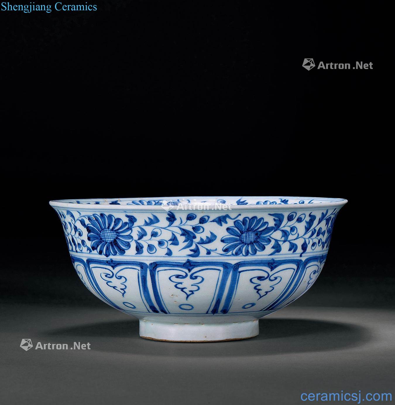 yuan Blue and white even pool yuanyang green-splashed bowls