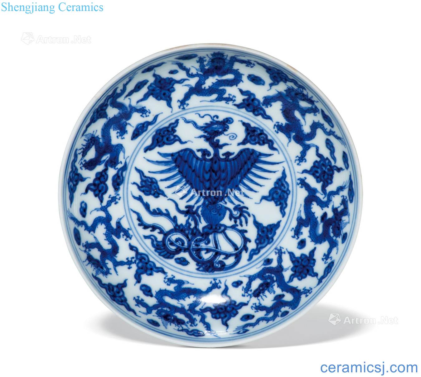 Qing yongzheng Blue and white longfeng tray