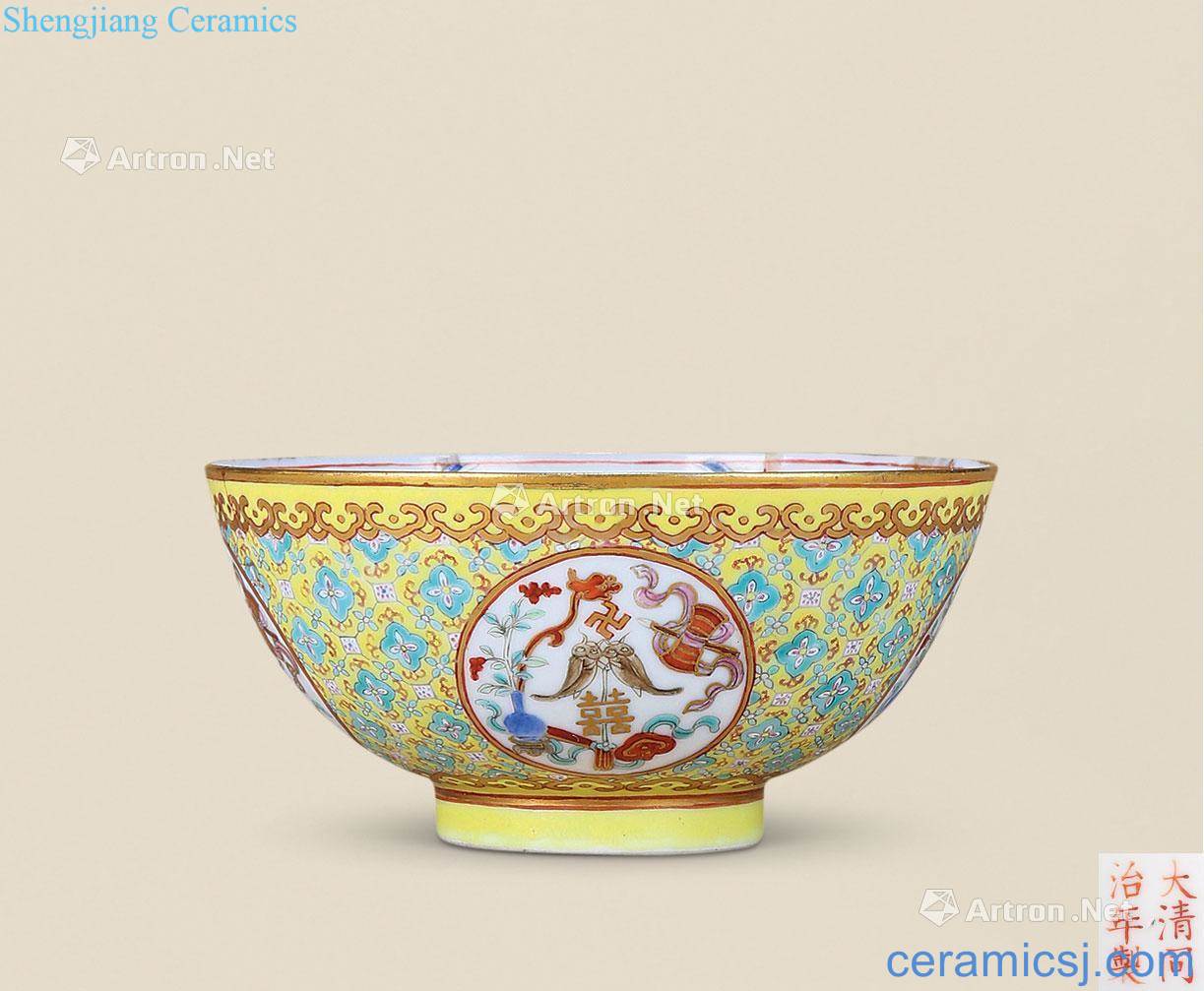dajing Appear more yellow famille rose medallion "auspicious" dishes