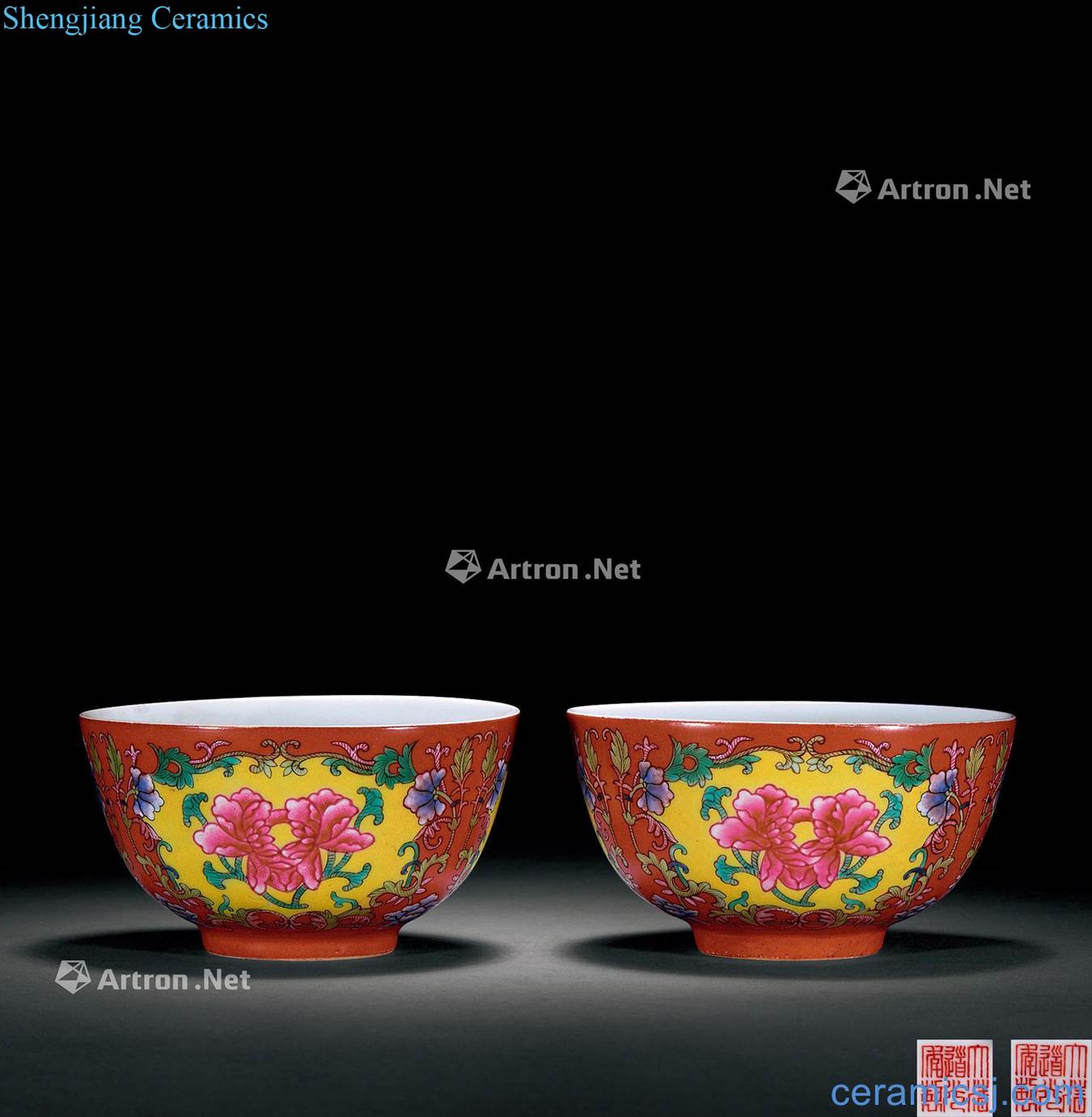 Qing daoguang Coral red pastel flowers bowl (a)