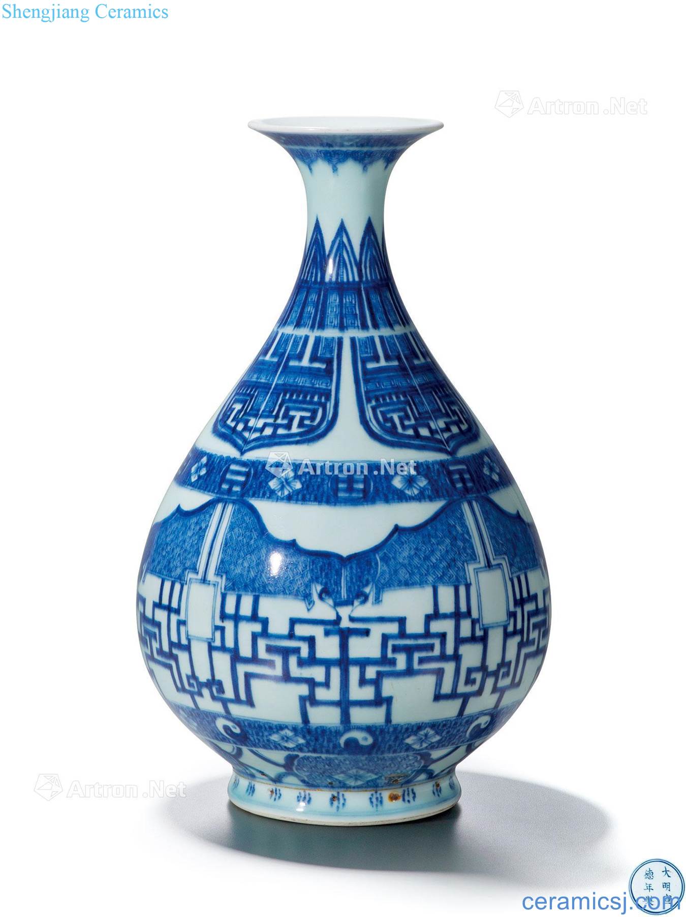Qing in the eighteenth century Blue and white guaizi tai chi bagua grain okho spring bottle