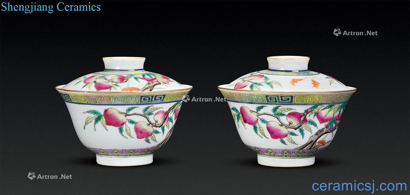 Pastel peach nine lines tureen reign of qing emperor guangxu (a)