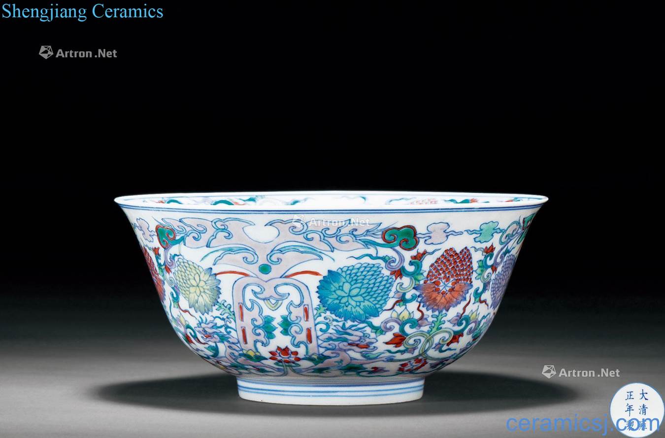 Qing yongzheng bucket color chrysanthemum green-splashed bowls