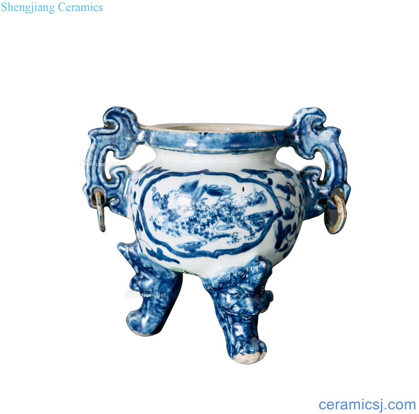 qing Blue and white dragon WenXiangLu