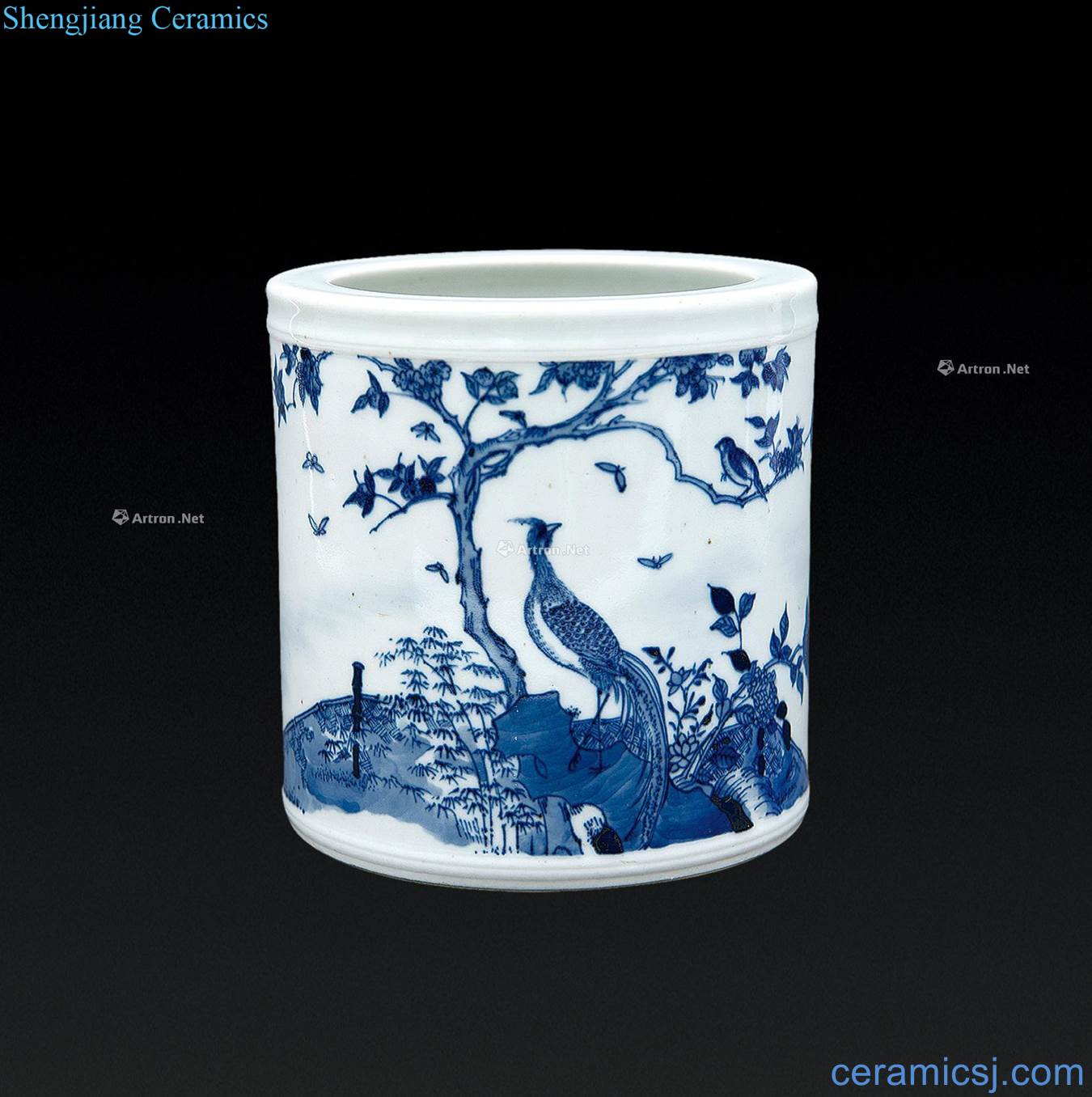 qing Blue and white grain brush pot