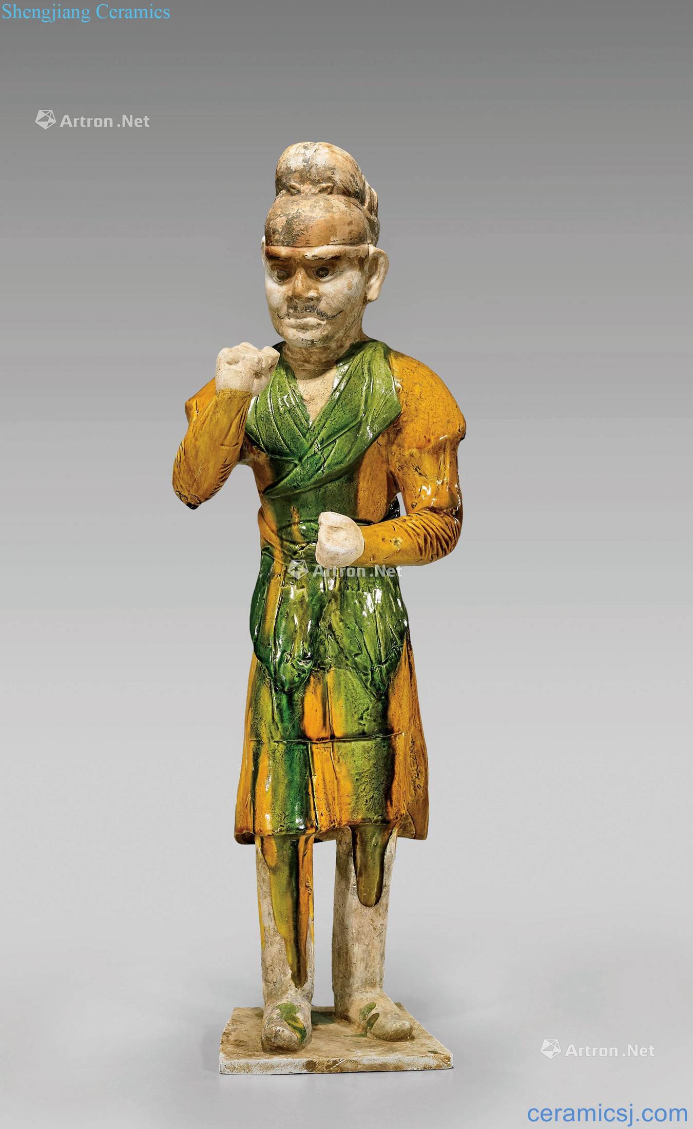 Brown and green glazed pottery tang dynasty man like