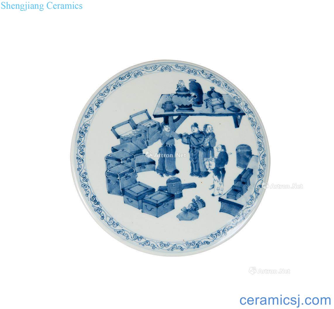The blue and white porcelain plate disk