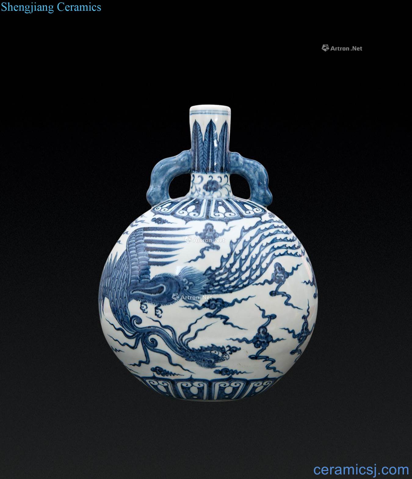 Ming Blue and white longfeng tattoos on bottle