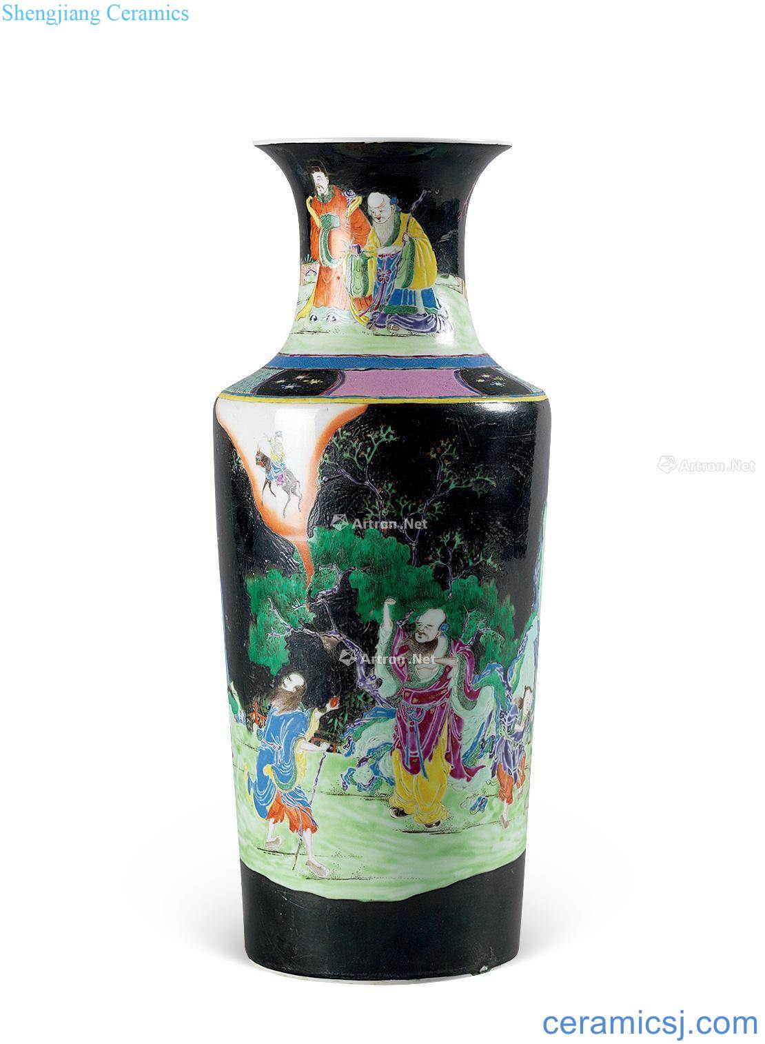 Character lines of black enamel the eight immortals in the bottle