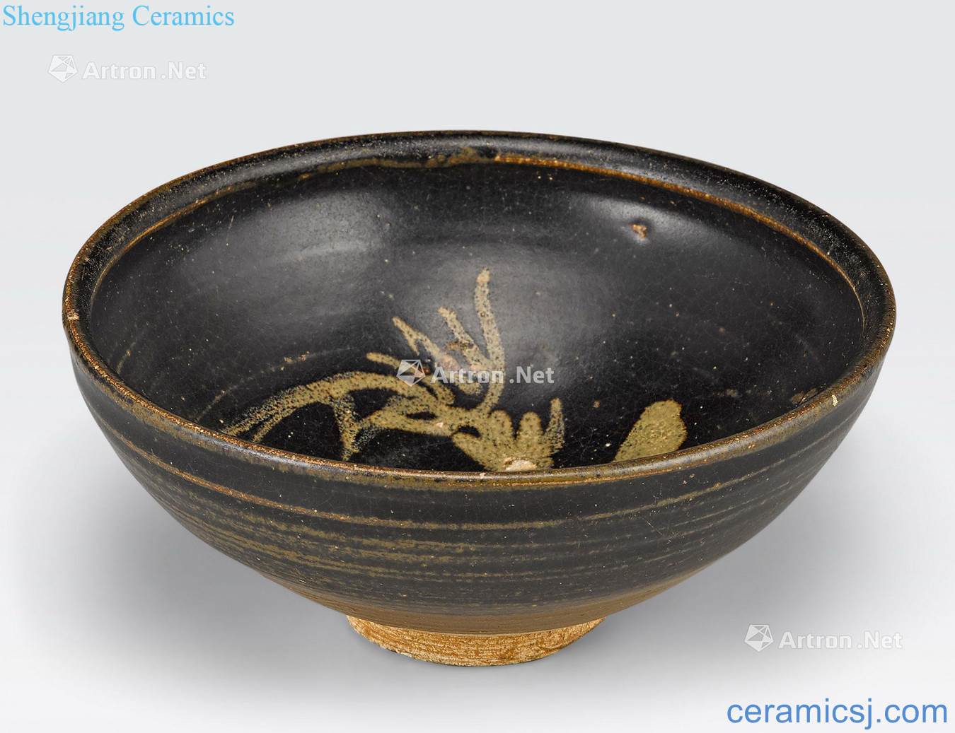 Southern Song and Yuan dynasty JIZHOU A TEABOWL WITH SLIP - made PHOENIX DECORATION