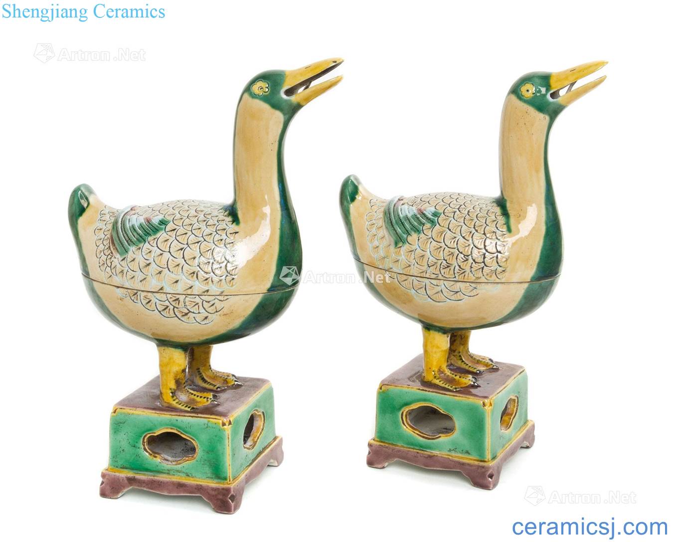 Colorful porcelain carving duck furnishing articles (a)