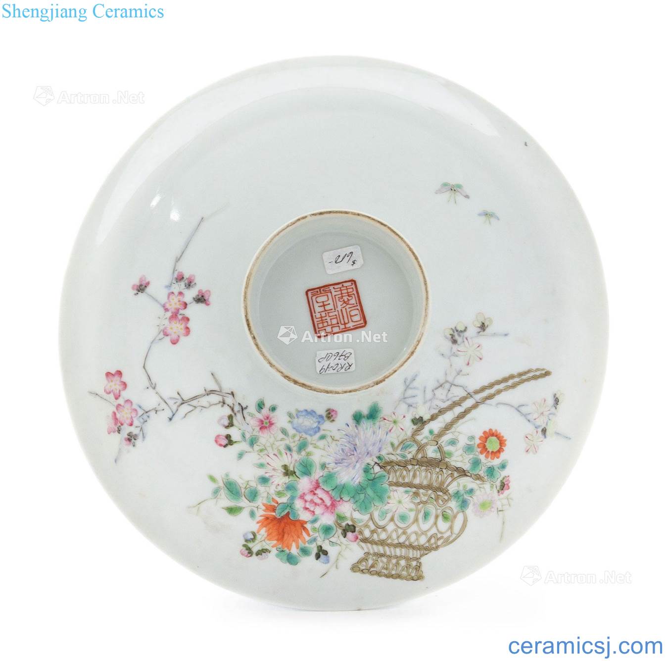 In late qing famille rose flower basket grain porcelain cover