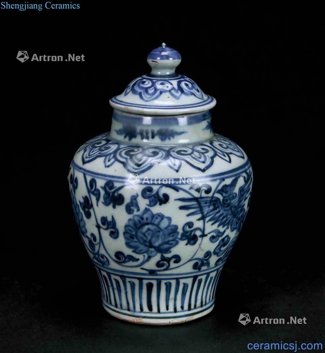 Ming Blue and white best lines cover pot flowers