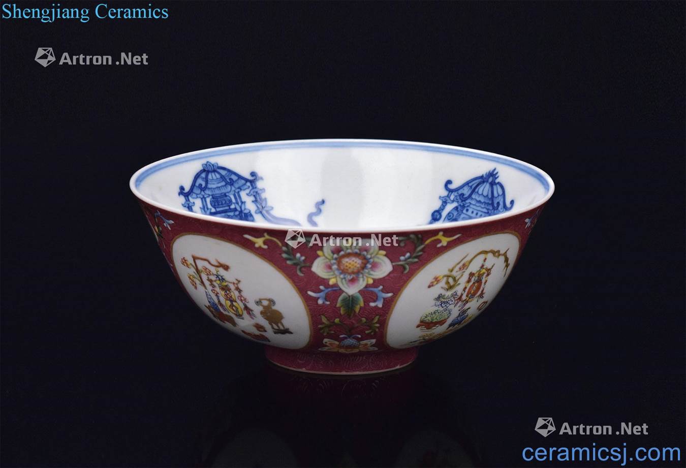 To clear the carmine pastel rolling tao jin medallion omen figure bowl